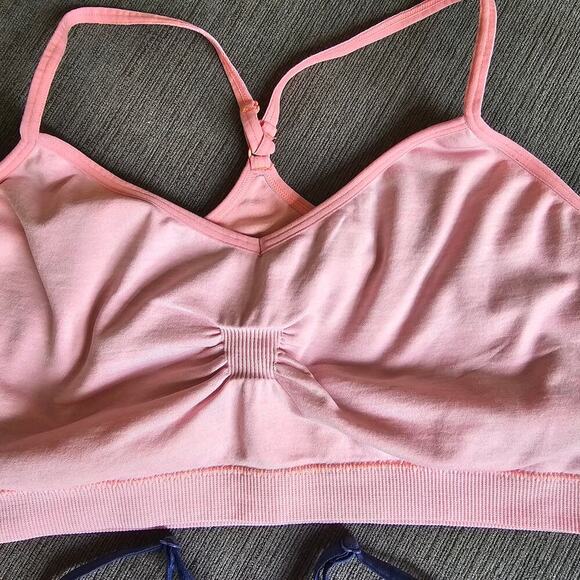 Athletic Essential Women's Blue Pink Racerback Athletic Sports Bra Size XL - Picture 2 of 7